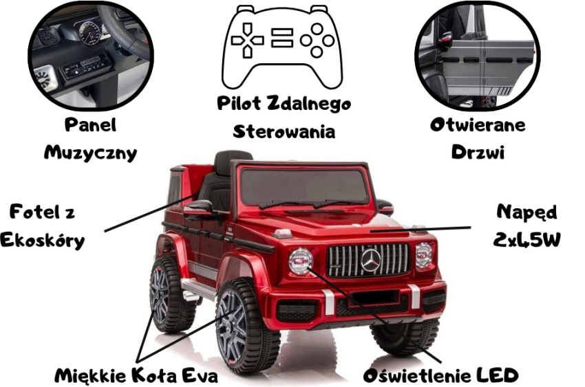 Auto na Akumulator Mercedes G63 AMG Czerwony Parametry